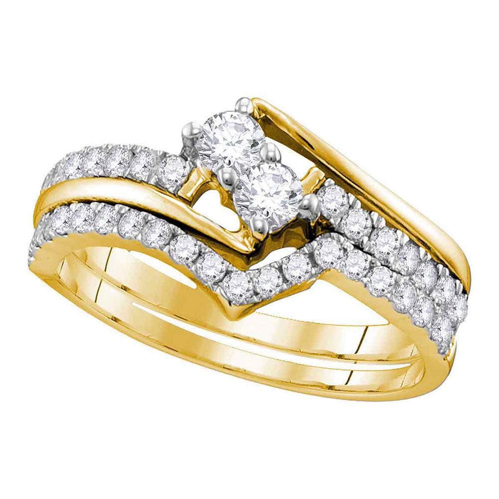 14kt Yellow Gold Womens Round Diamond Bridal Wedding Engagement Ring Band Set 3/4 Cttw (Certified)