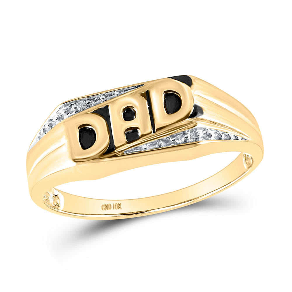 14kt Yellow Gold Mens Round Diamond Dad Father Band Ring .01 Cttw
