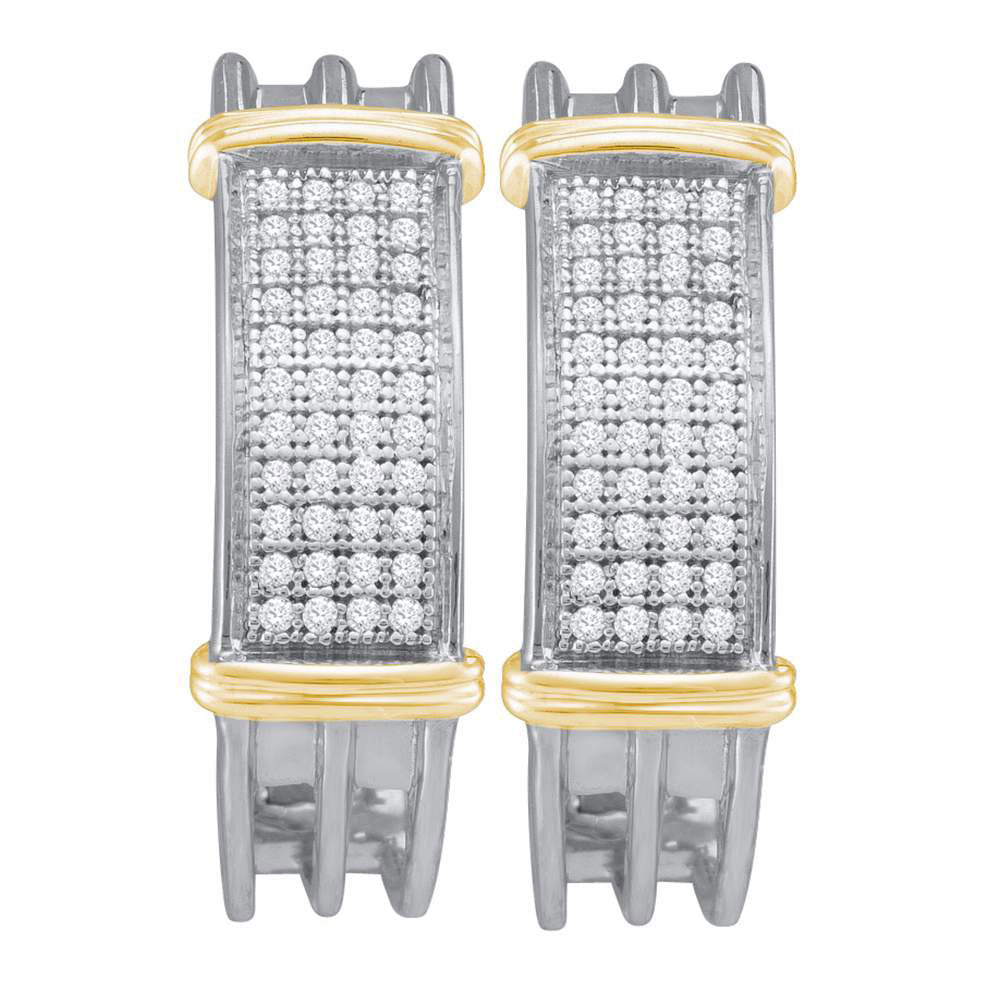 10kt Two-tone Gold Womens Round Diamond Hoop Earrings 1/4 Cttw
