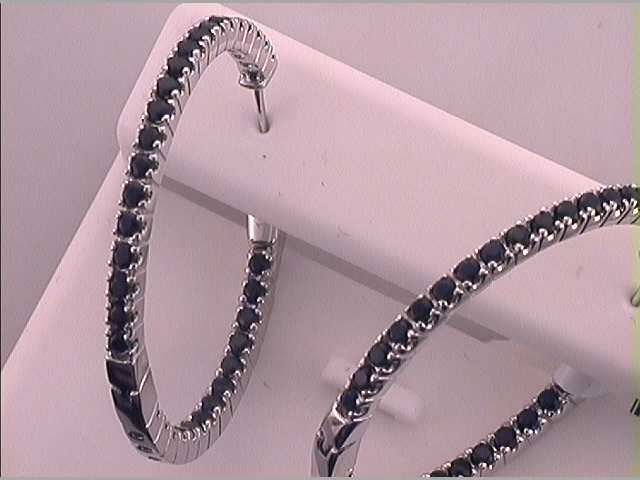 2 3/4CTW-DIA BLACK SAPPHIRE NATURAL GEM HOOPS
