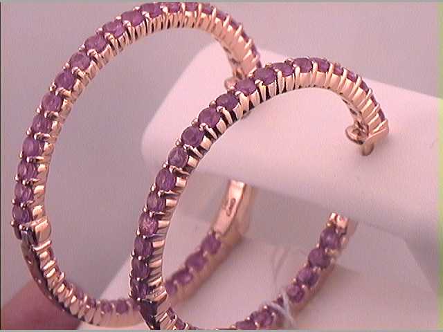 2 1/2CTW-DIA PINK SAPPHIRE HOOPS