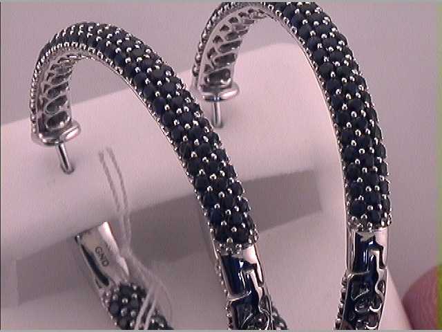 5 3/4CTW-DIA BLACK SAPPHIRE NATURAL GEM HOOPS