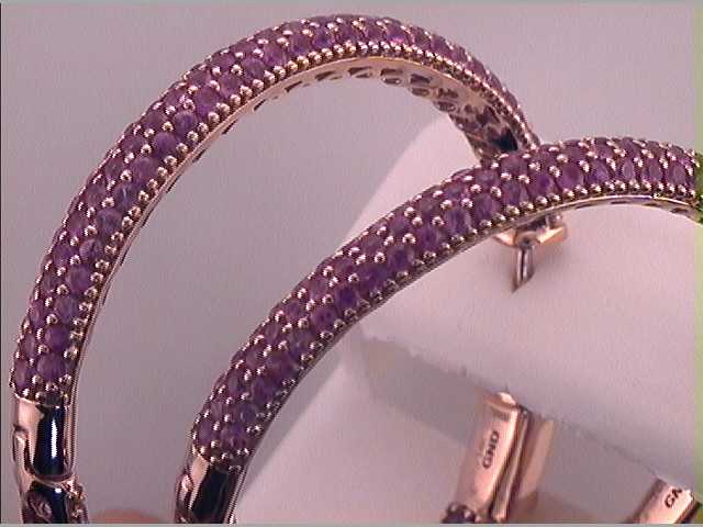 5 3/4CTW-DIA PINK SAPPHIRE NATURAL GEM HOOPS