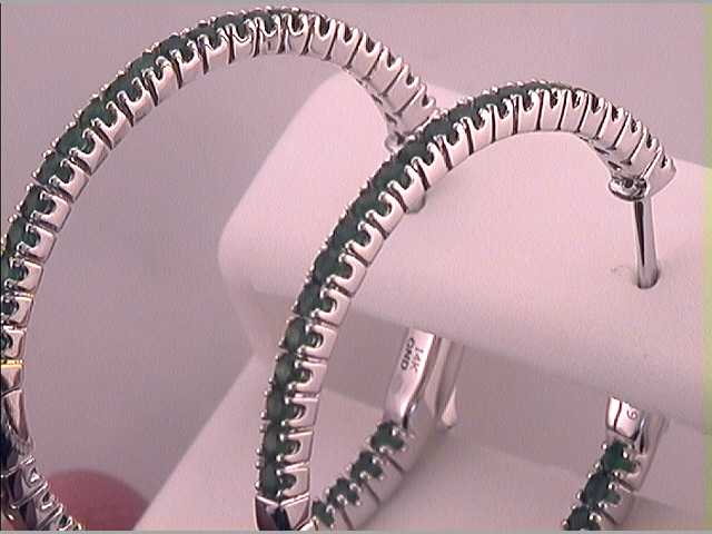 1 3/4CTW-DIA EMERALD HOOPS