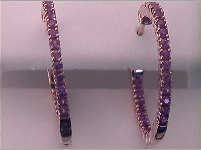 1 3/8CTW-DIA PINK SAPPHIRE HOOPS