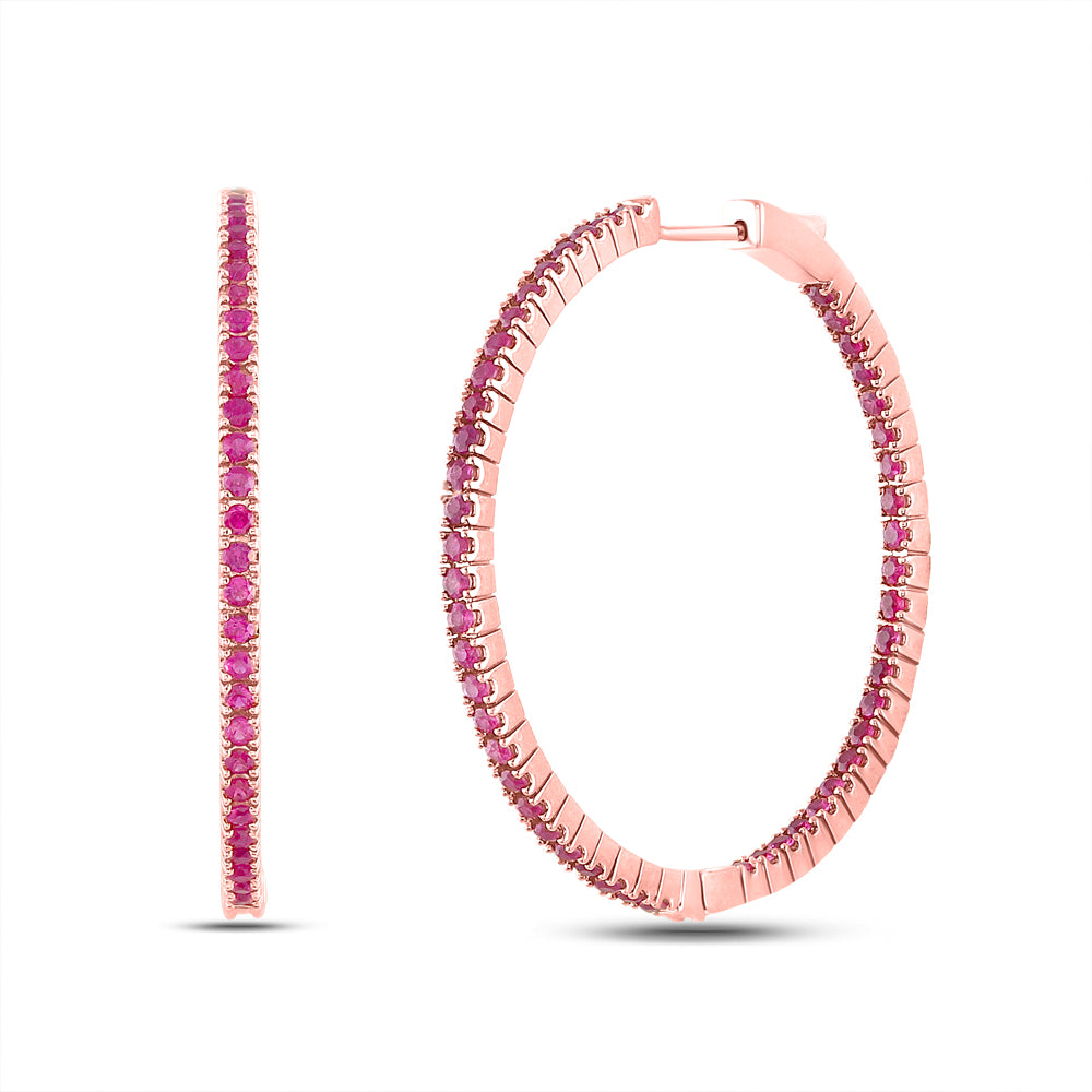 3 3/4CTW-DIA RUBY HOOPS