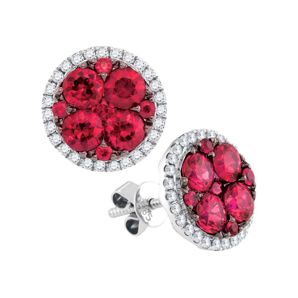 2 7/8CTW-DIA RUBY FASHION EARRINGS