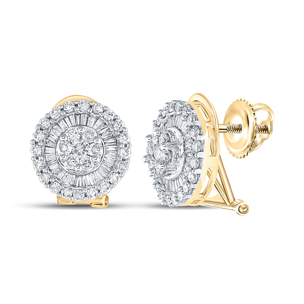 14kt Yellow Gold Womens Round Diamond Cluster French-clip Earrings 1.00 Cttw