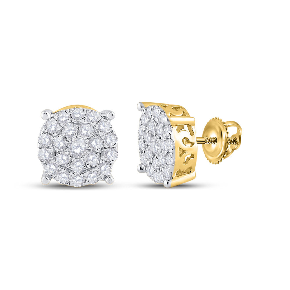 14kt White Gold Womens Round Diamond Cindy's Dream Cluster Earrings 1-1/2 Cttw