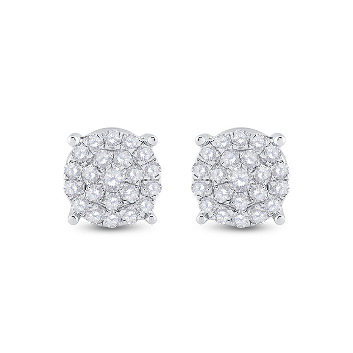10kt White Gold Womens Round Diamond Cindy's Dream Cluster Earrings 1-1/2 Cttw