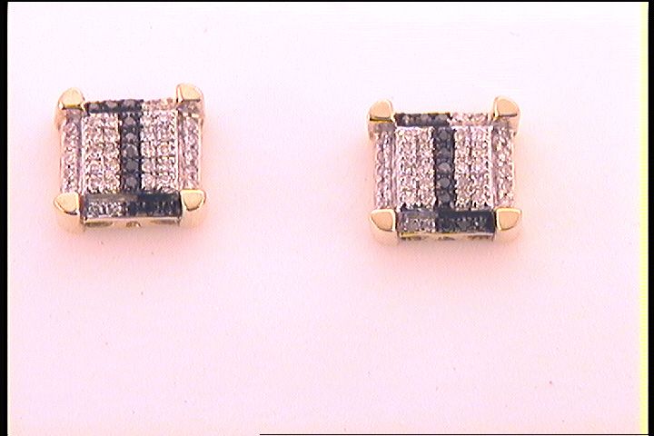 10kt Yellow Gold Womens Color Enhanced Black Diamond Stud Earrings 1/6 Cttw