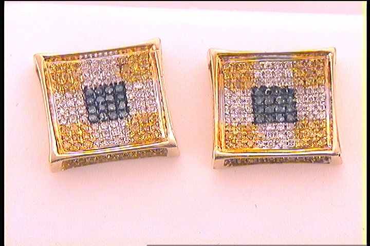 1/2CT-DIA BLUE MICRO-PAVE MENS EARRINGS