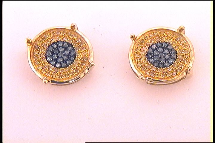 1/4CT-DIA BLUE MICRO-PAVE MENS EARRINGS