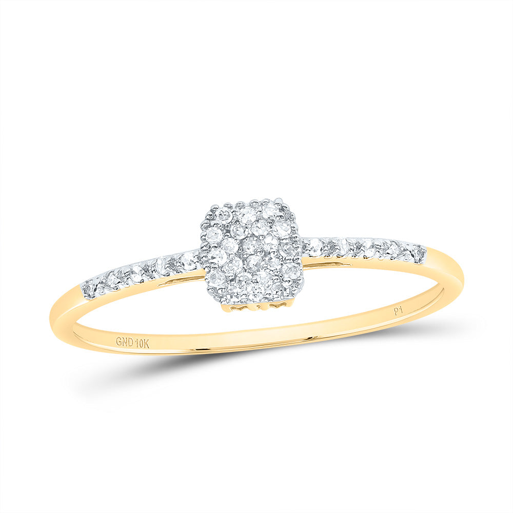 10kt Yellow Gold Womens Round Diamond Small Slender Cluster Ring 1/12 Cttw