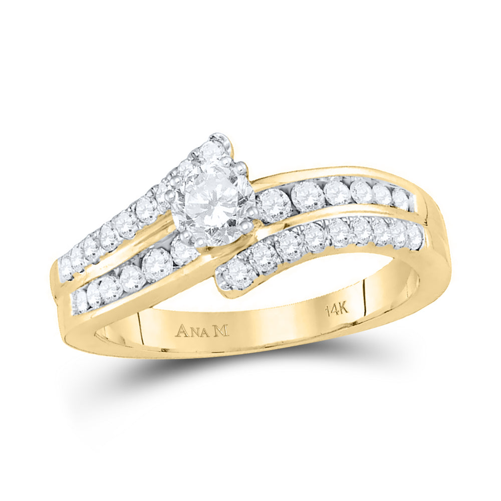 14kt Yellow Gold Womens Round Diamond Solitaire Bridal Wedding Engagement Ring 7/8 Cttw