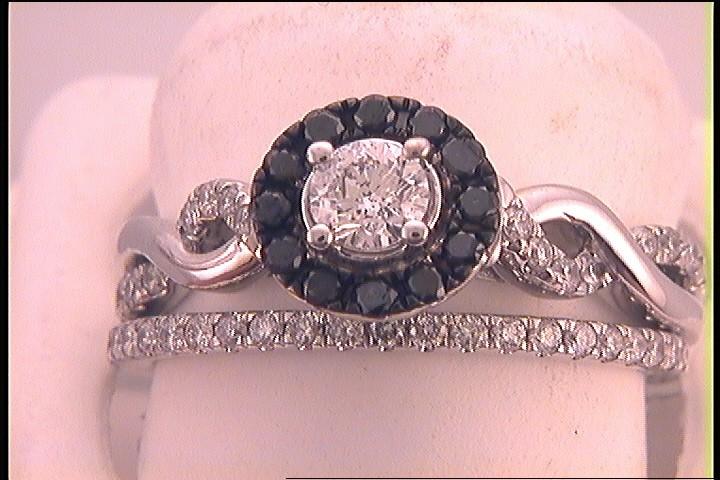 1 CTW-DIA 1/3CT-CRD BLACK DIAMOND BRIDAL SET CERTIFIED