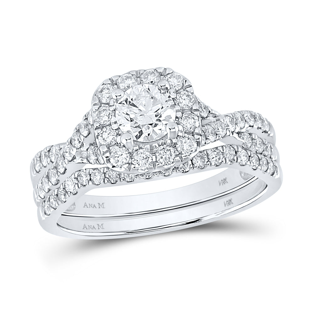 14kt White Gold Womens Round Diamond Bridal Wedding Engagement Ring Band Set 1.00 Cttw (Certified)