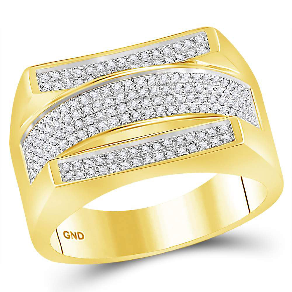 10kt Yellow Gold Mens Round Diamond Cluster Ring 1/3 Cttw