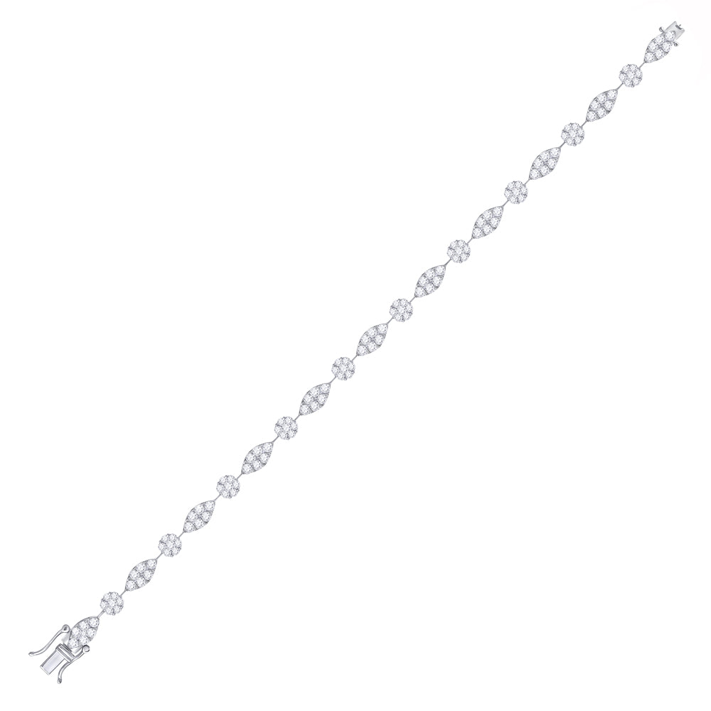 14kt White Gold Womens Round Diamond Link Tennis Bracelet 4.00 Cttw