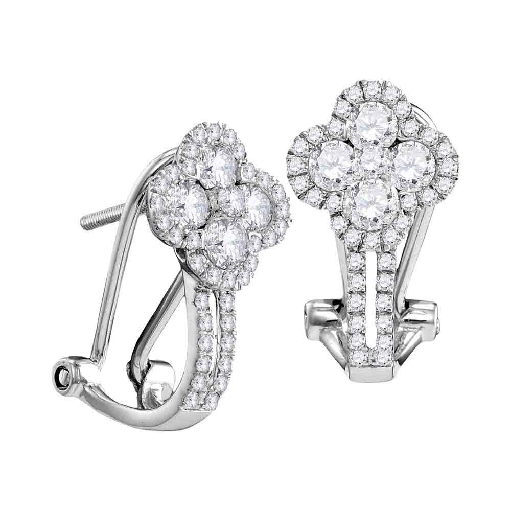 10kt White Gold Womens Round Diamond Fashion Earrings 1.00 Cttw