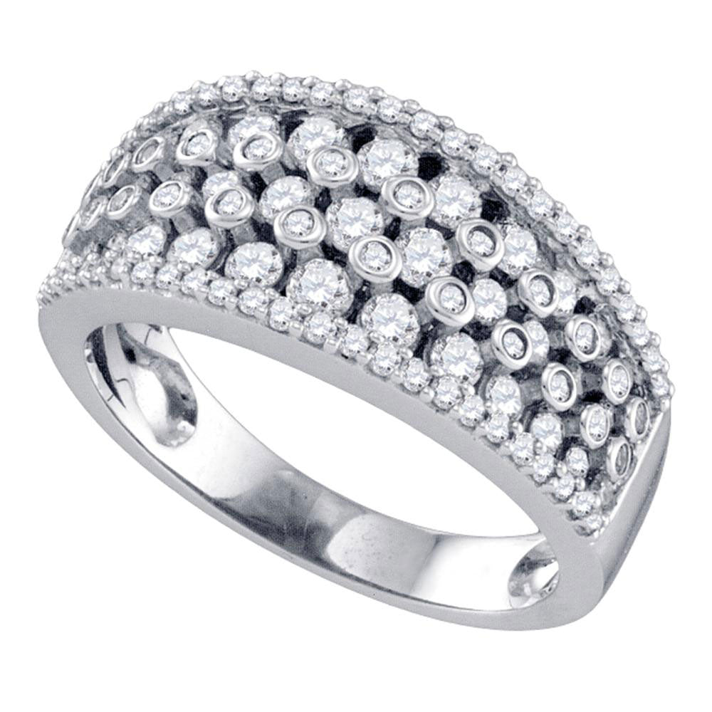 10kt White Gold Womens Round Diamond Band Ring 1.00 Cttw
