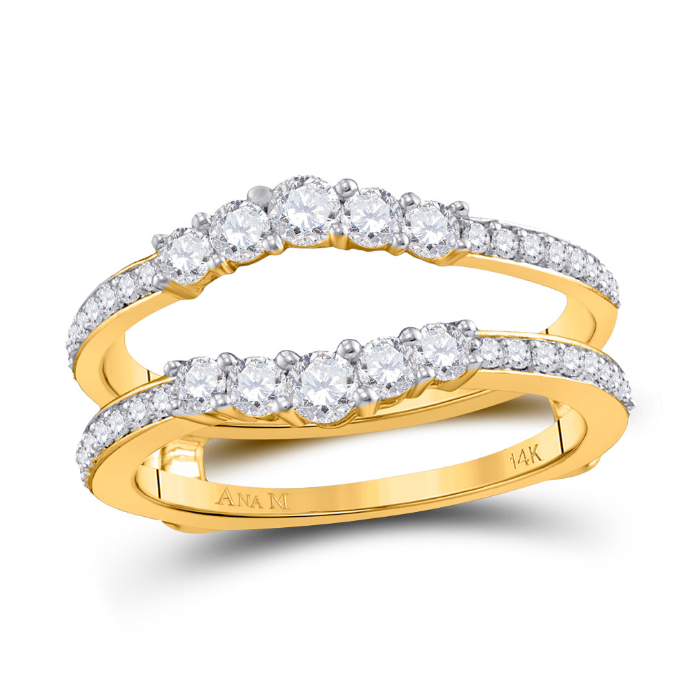 14kt Two-Tone Yellow Gold Womens Round Diamond Wrap Ring Guard Enhancer 3/4 Cttw
