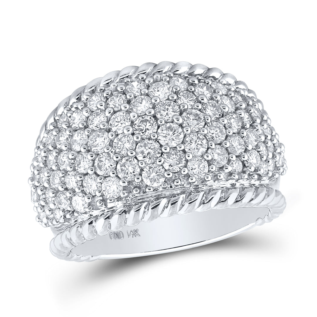 14kt White Gold Womens Round Diamond Cluster Ring 2.00 Cttw