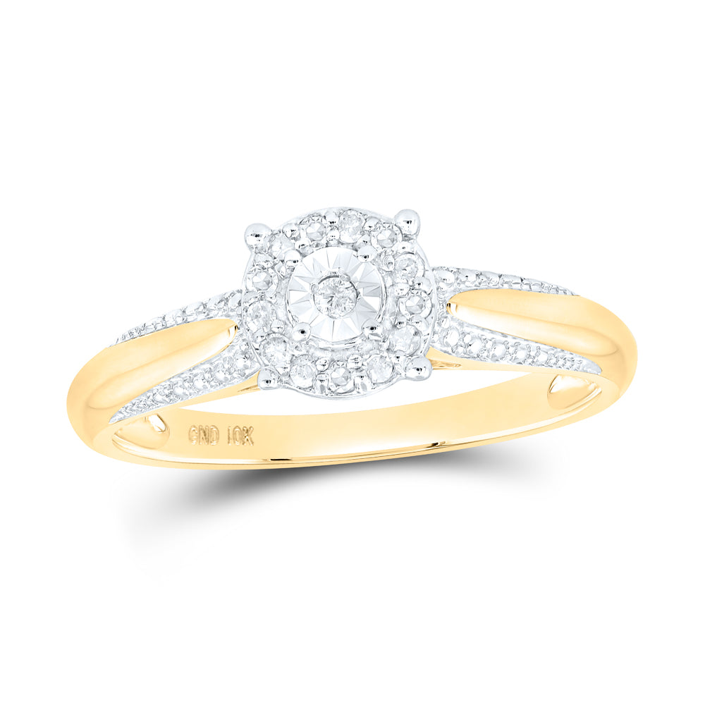 10kt Yellow Gold Womens Round Diamond Solitaire Bridal Wedding Engagement Ring 1/10 Cttw