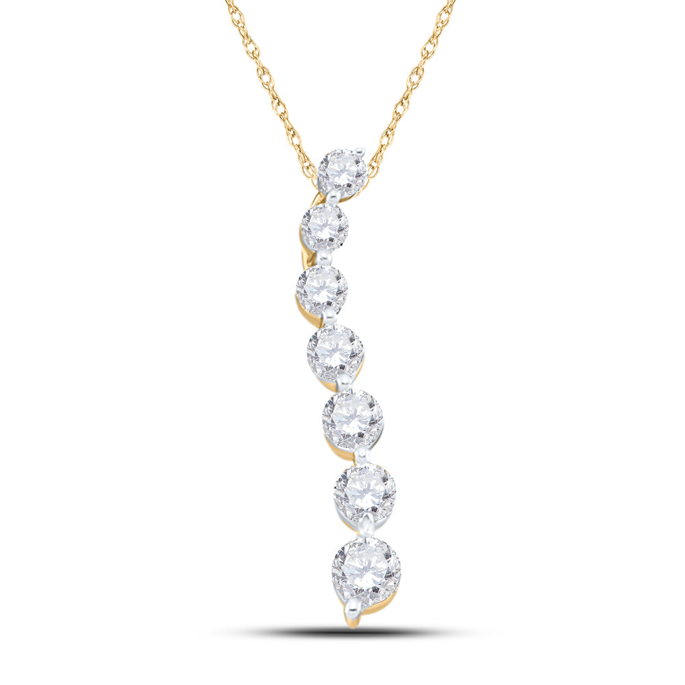 14kt Yellow Gold Womens Round Diamond Journey Pendant 1/2 Cttw