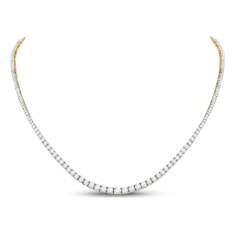 14kt Yellow Gold Womens Round Diamond Graduated Cocktail Necklace 9.00 Cttw