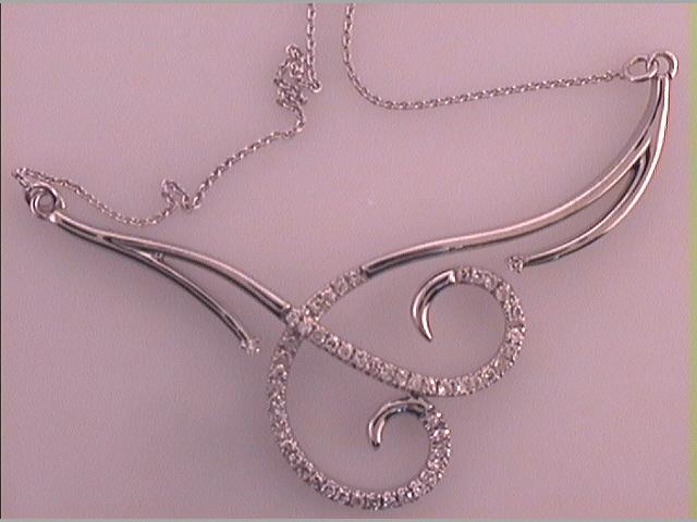 10kt White Gold Womens Diamond Fashion Pendant Necklace 1/5 Cttw