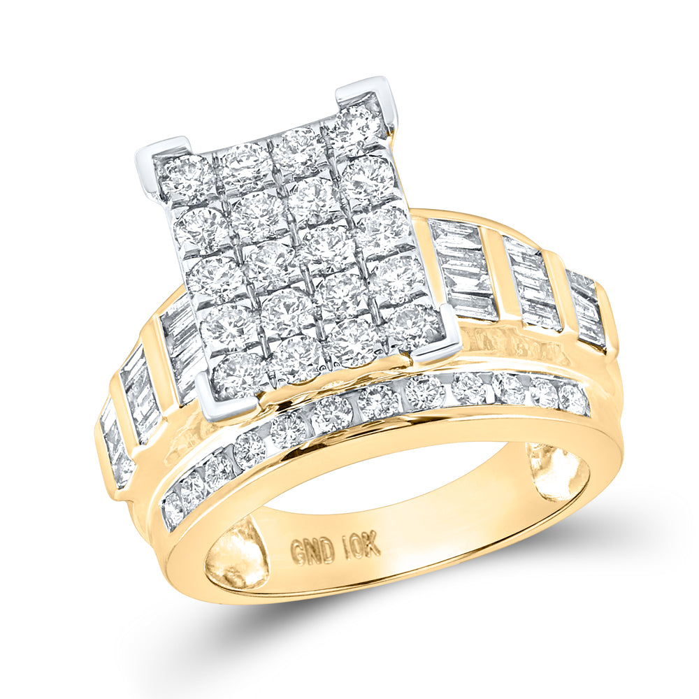 10kt Yellow Gold Womens Round Diamond Cindys Dream Cluster Bridal Wedding Engagement Ring 2.00 Cttw - Size 9