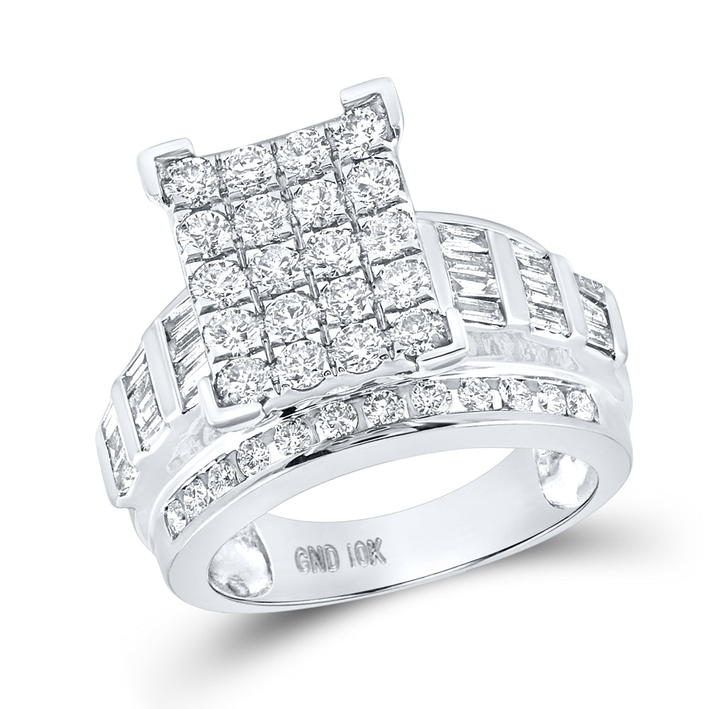 10kt White Gold Womens Round Diamond Cindys Dream Cluster Bridal Wedding Engagement Ring 2.00 Cttw - Size 9