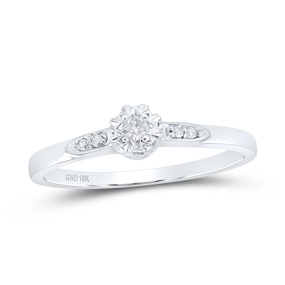 10kt White Gold Womens Round Diamond Solitaire Bridal Wedding Engagement Ring 1/20 Cttw