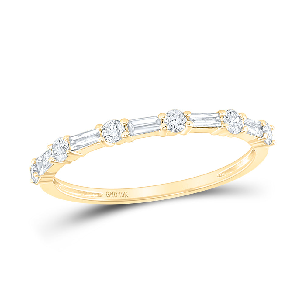 10kt Yellow Gold Womens Round Diamond Stackable Band Ring 1/3 Cttw