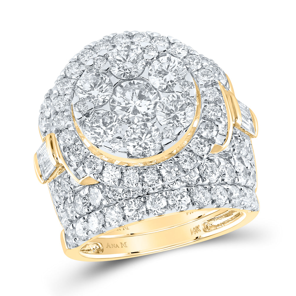 14kt Yellow Gold Womens Round Diamond Bridal Wedding Engagement Ring Band Set 6.00 Cttw