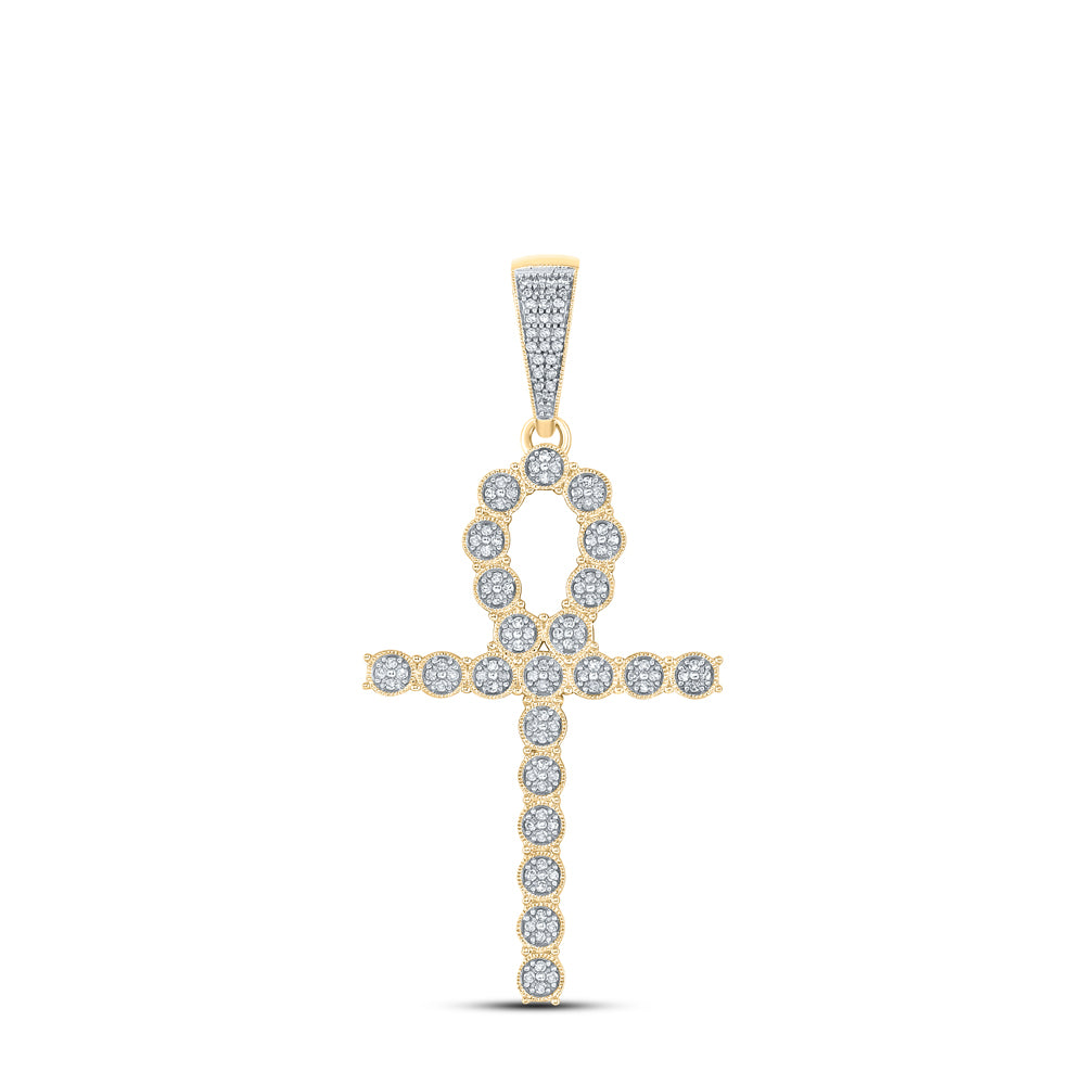 1/3CT-DIA P1P2 MENS 'ANKH' CROSS CHARM