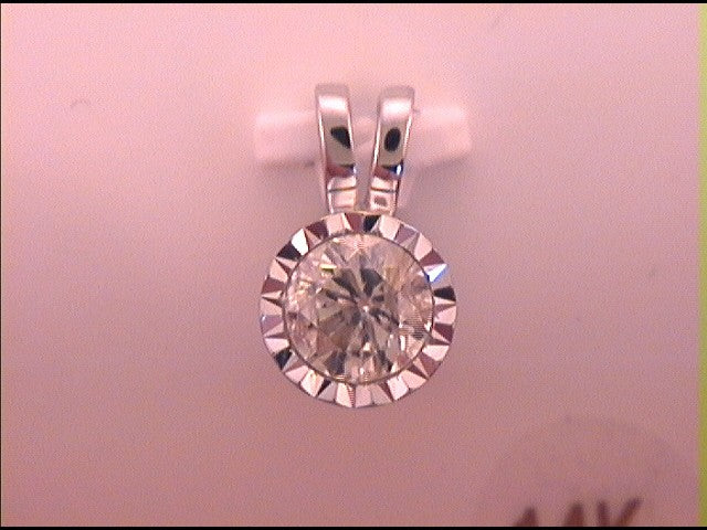 14kt White Gold Womens Diamond Round Pendant 1.00 Cttw