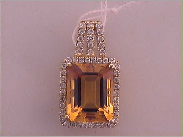1/4CTW-DIA 2 1/2(MIN)CT CITRINE NATURAL GEM PENDANT