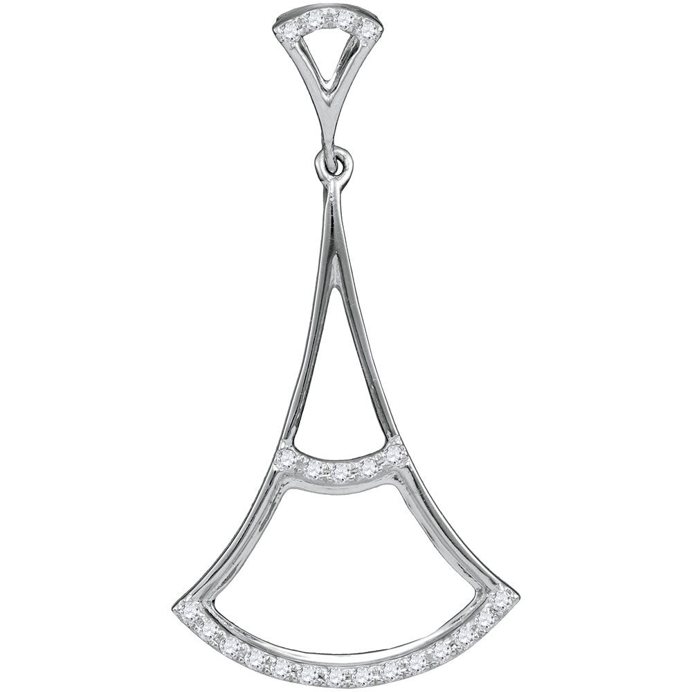 10kt White Gold Womens Round Diamond Fashion Pendant 1/12 Cttw