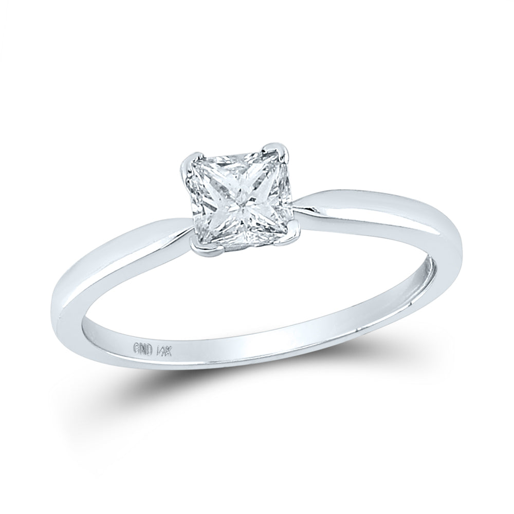 14kt White Gold Womens Princess Diamond Bridal Wedding Engagement Ring 1/2 Cttw