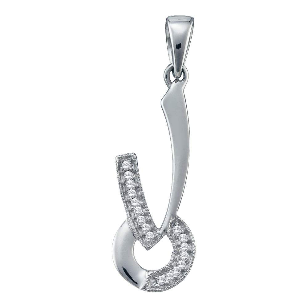 10kt White Gold Womens Round Diamond Fashion Pendant 1/20 Cttw