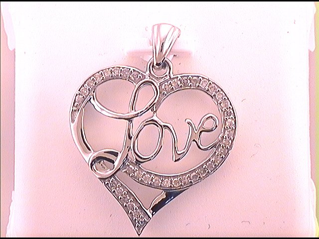 1/4CTW-DIA P1P2 FASHION " LOVE" HEART PENDANT
