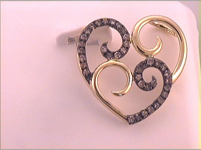 1/4CTW-DIA NATURAL BROWN HEART PENDANT