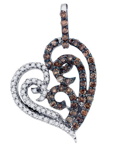 5/8CT-DIA NATURAL BROWN HEART PENDANT