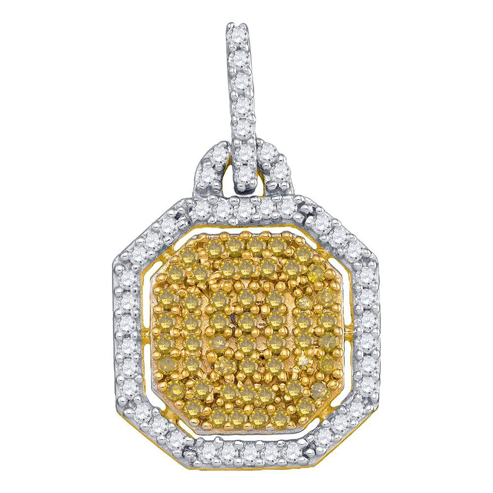 10kt Yellow Gold Womens Round Yellow Color Enhanced Diamond Fashion Pendant 1/2 Cttw