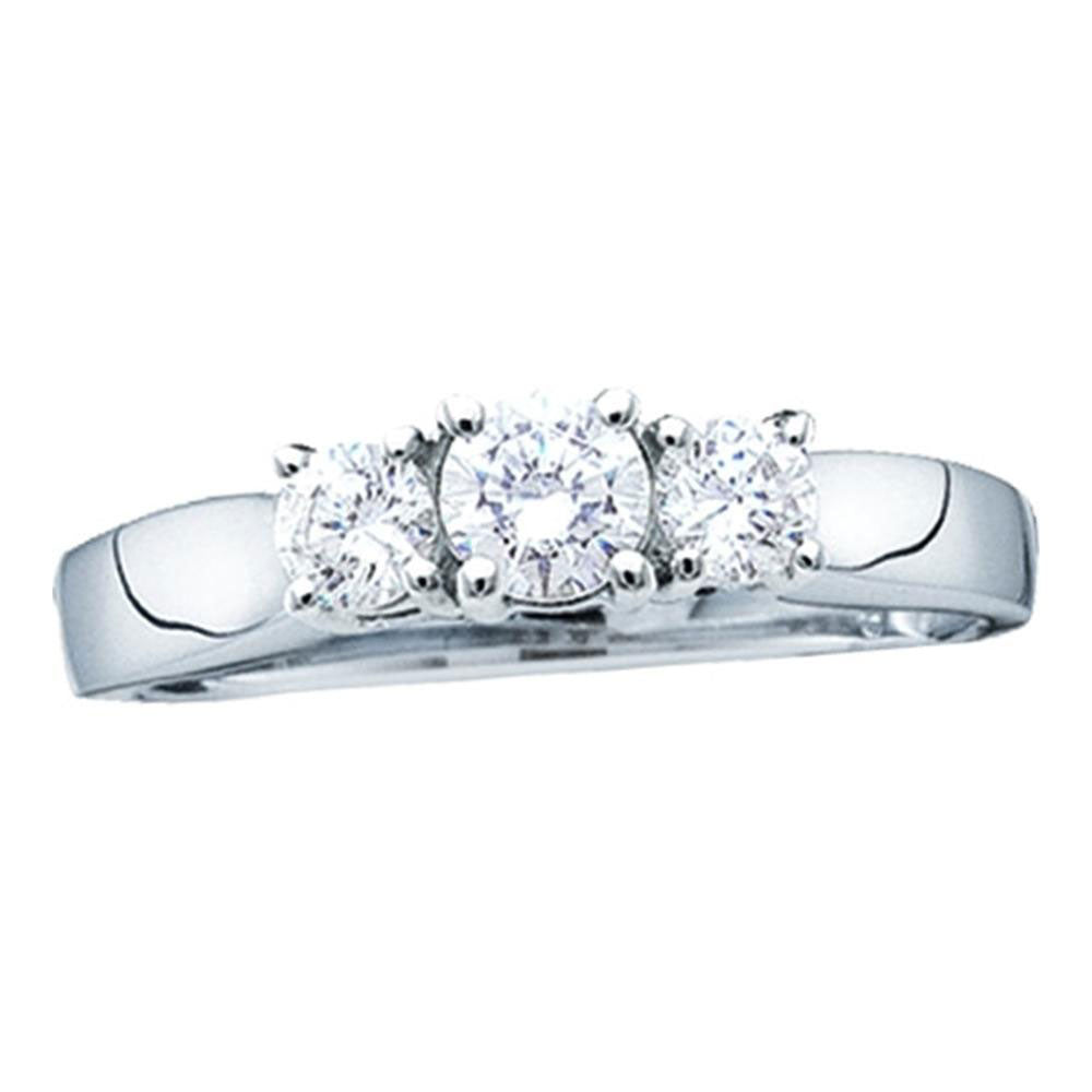 14kt White Gold Womens Diamond 3-stone Bridal Wedding Engagement Ring 1/4 Cttw