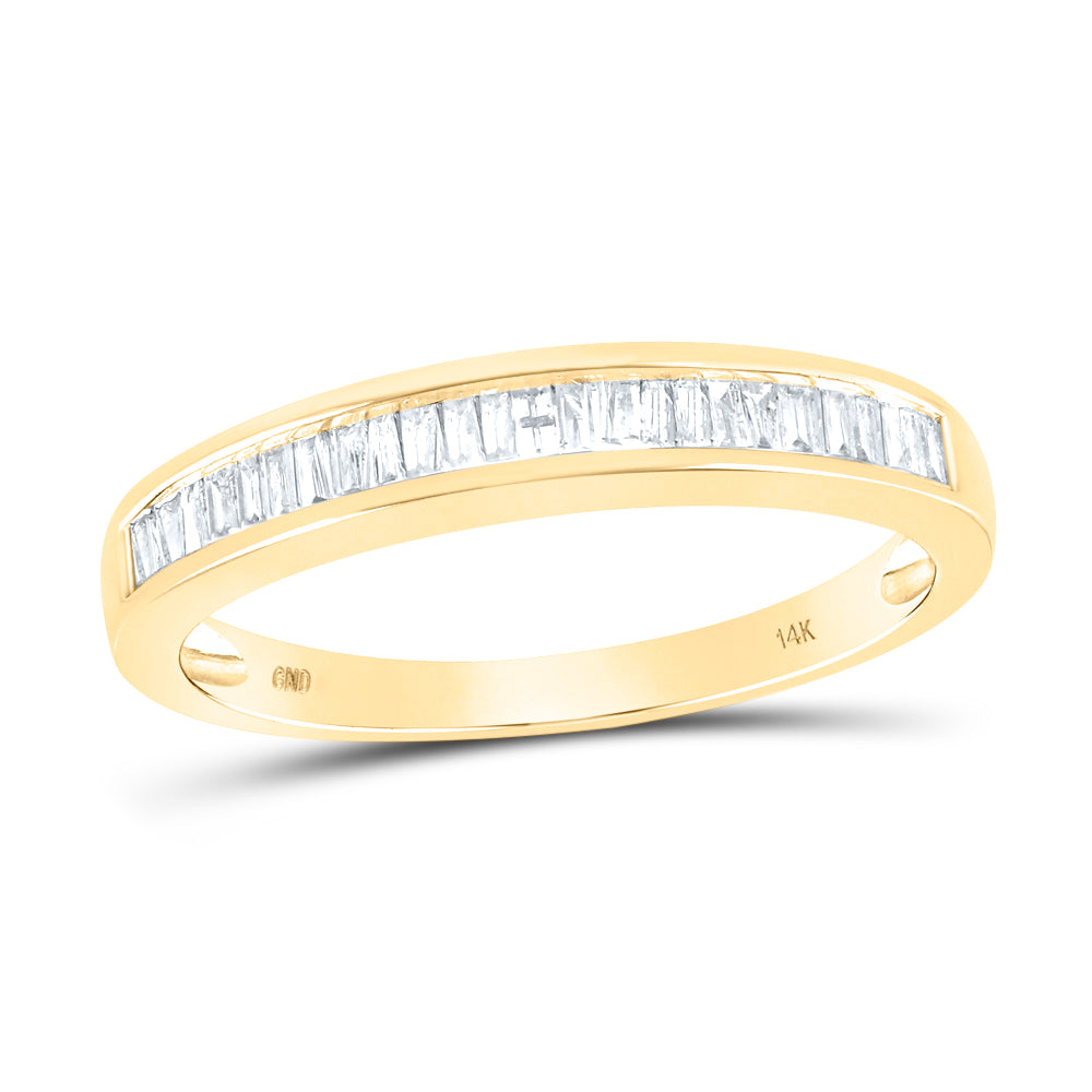 14kt Yellow Gold Womens Baguette Diamond Wedding Band Ring 1/4 Cttw