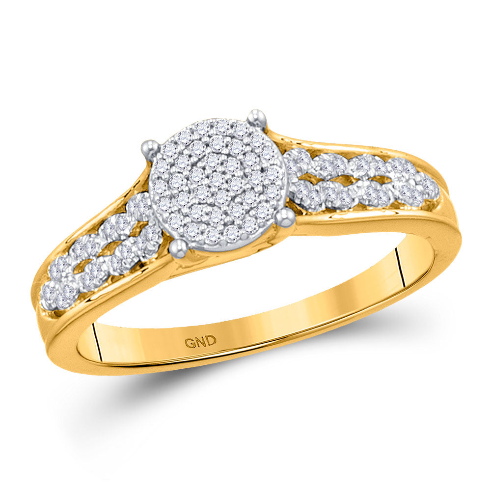 10kt Yellow Gold Womens Round Diamond Cluster Bridal Wedding Engagement Ring 1/5 Cttw