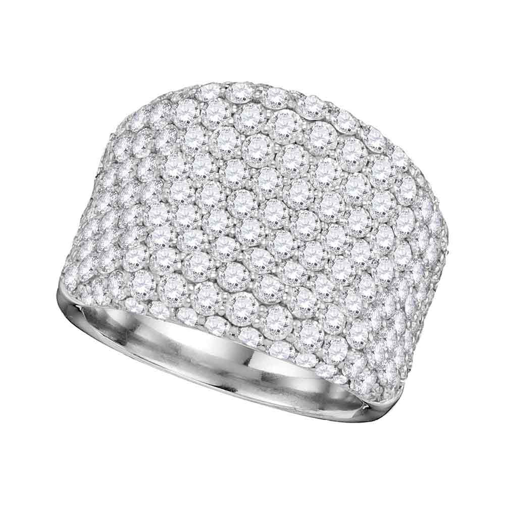 14kt White Gold Womens Round Pave-set Diamond Wide Fashion Band Ring 3-7/8 Cttw